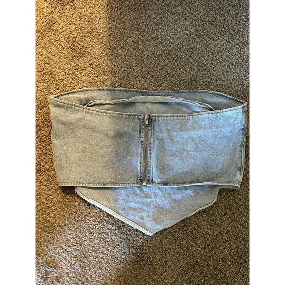 PrettyLittleThing Plus Denim Corset Tube Top Size 14 Y2K Streetwear - Picture 8 of 8